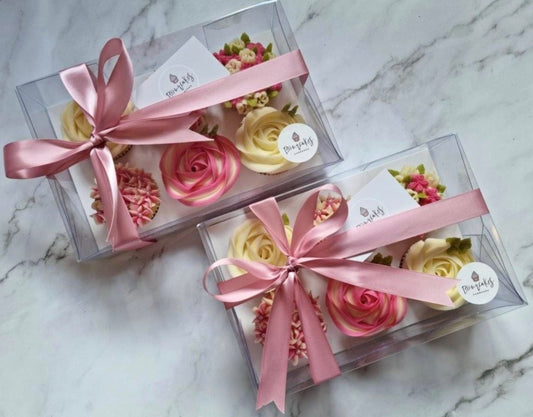 Caja 23x18x7cm con tapa de acetato p/ 6 cupcakes - COD 641422