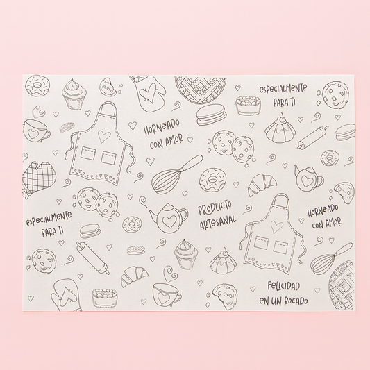 Papel Manteca Pastelería Negro - 27x40cm - (contiene 25 hojas) - COD 640431