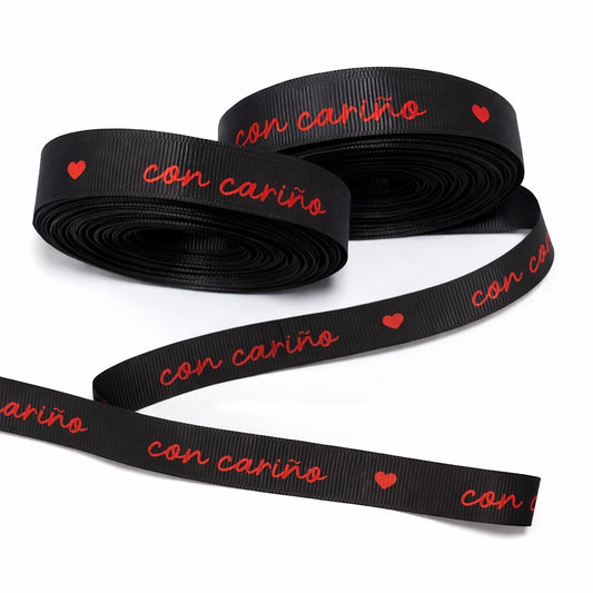 Cinta con Cariño Negra 1.5CM X 10 METROS