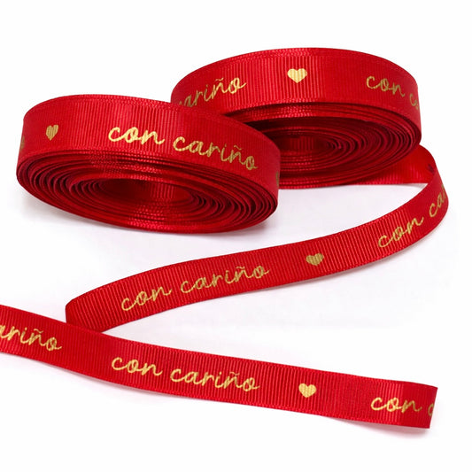 Cinta con Cariño Roja 1.5cm X 10 METROS