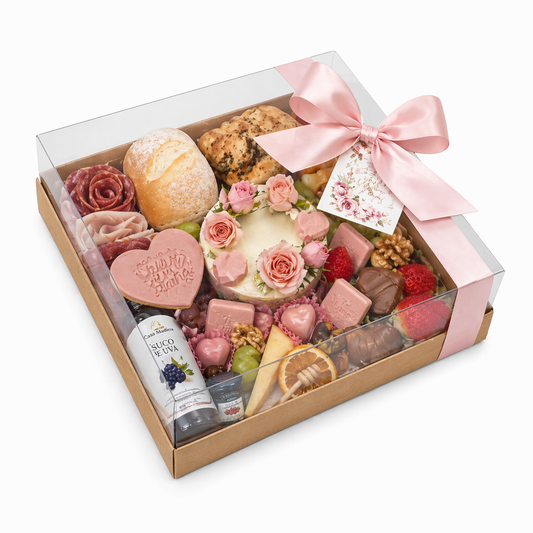 CAJA 22X22X8CM KRAFT CON TAPA DE ACETATO - COD 7052
