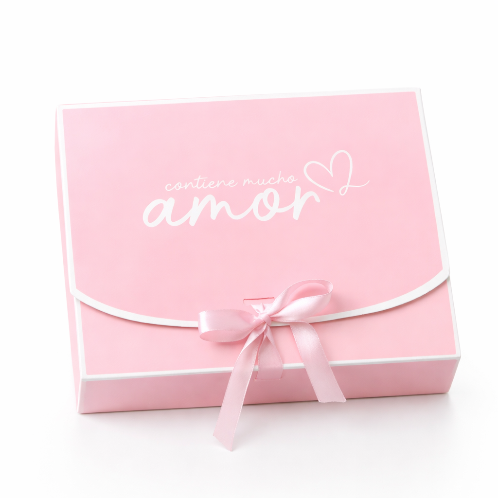 CAJA LAZO AMOR ROSA 23x17x7cm