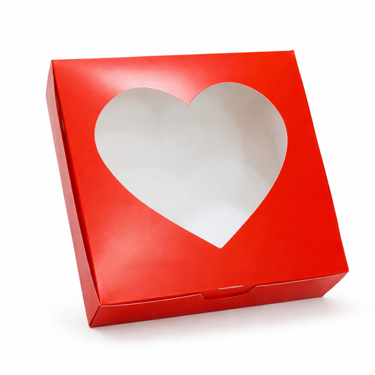 Caja 22x22x7cm CORAZÓN ROJO c/ visor - BX2V.2SV