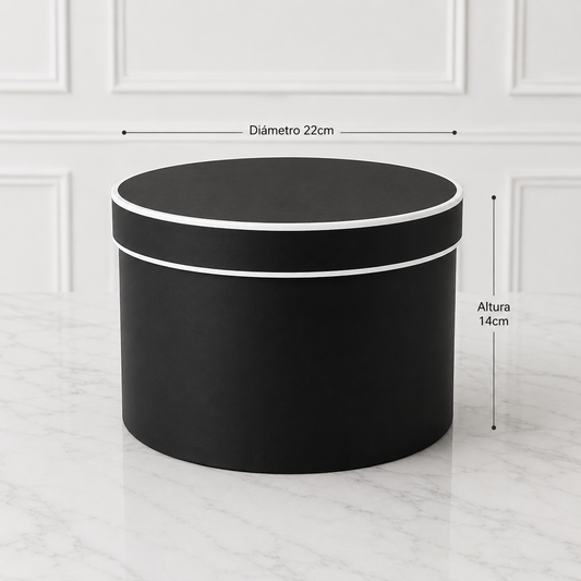 CAJA REDONDA NEGRO 22CMX 14CM - COD 642018