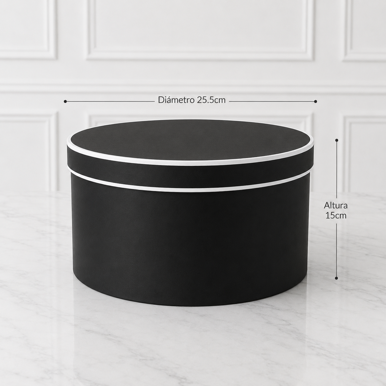 CAJA REDONDA NEGRO 25.5x15cm - COD 642019