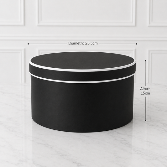 CAJA REDONDA NEGRO 25.5x15cm - COD 642019