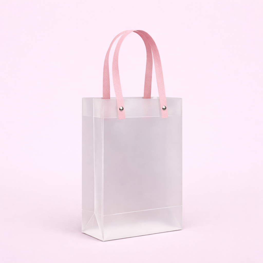 Bolsa PVC Esmerilado con Manija Plana 15x8x21CM PK