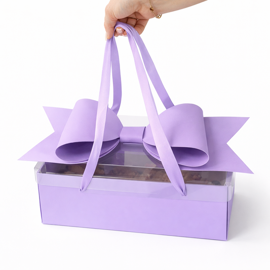 CAJA MOÑO LILA 35X21X16.5CM -TRI3.3