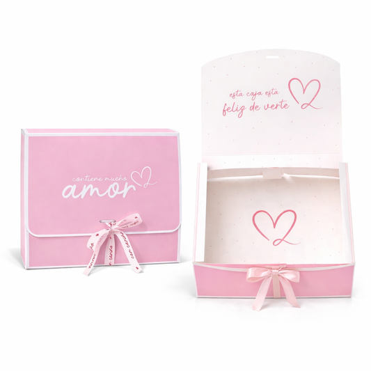 CAJA LAZO AMOR ROSA 27x24x8.5cm - LZDG.1SV
