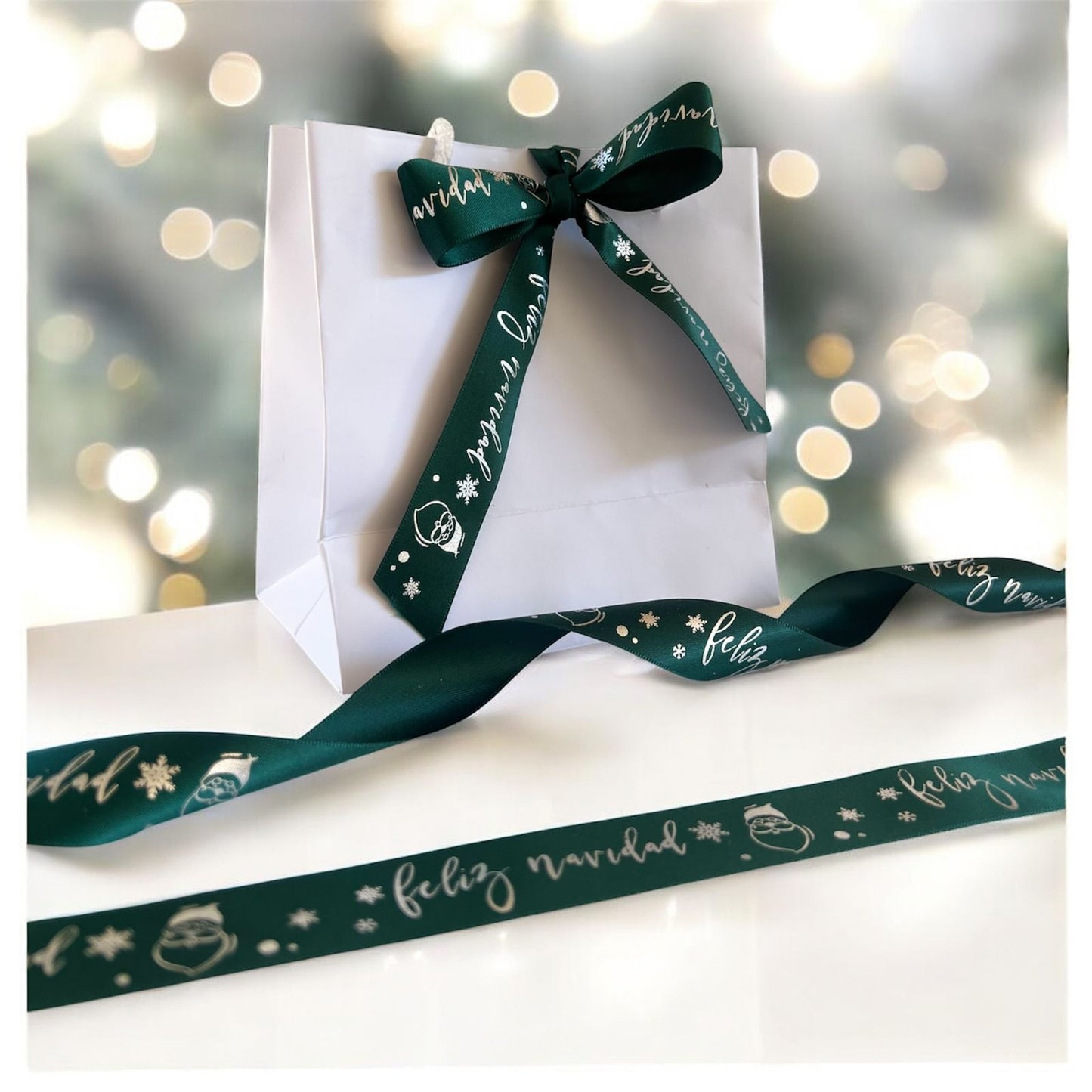 Cinta Feliz Navidad Verde 2cm x 10 metros - COD 642223