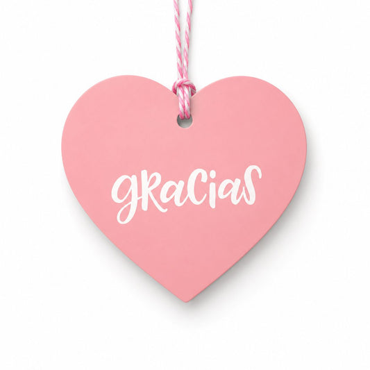 Tags corazon rosa ''gracias'' contiene 10 unidades