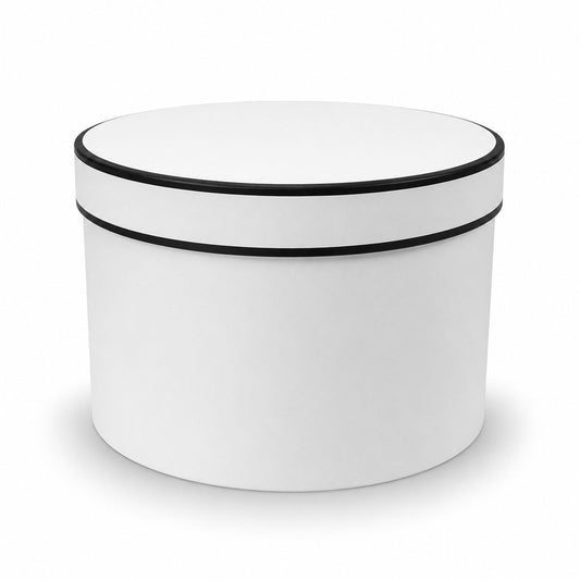 Caja Premium Redonda Blanco con Borde Negro grande