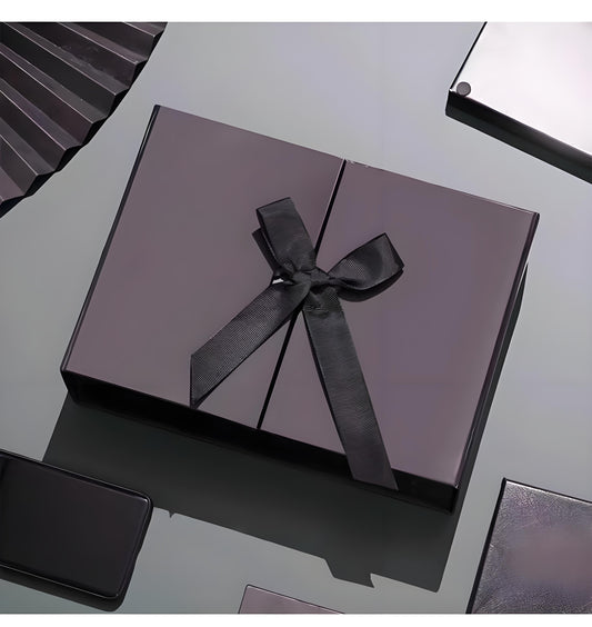 Caja Premium 26.5x19x8cm Negro - Doble Abertura Desplegable