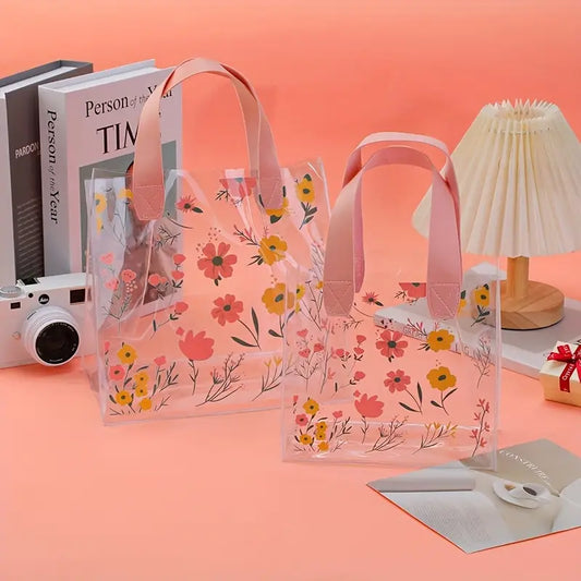 Bolsa PVC Flores Rosa 20x10x18cm - COD 642376