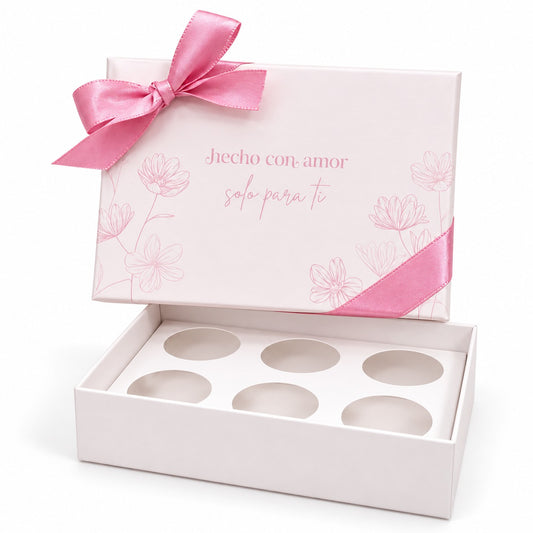 CAJA 12x8.5x3.5cm HECHO CON AMOR - P/ 6 BOMBONES 641430