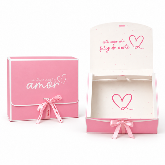 CAJA LAZO AMOR ROSA 27x24x8.5cm - 642450