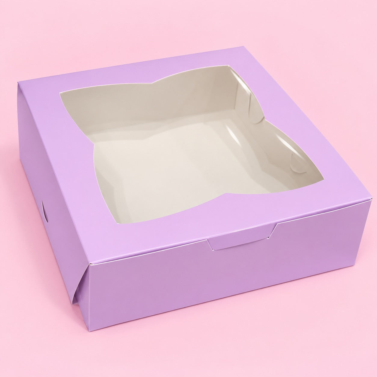 Caja 22x22x7cm lila con visor - 640893