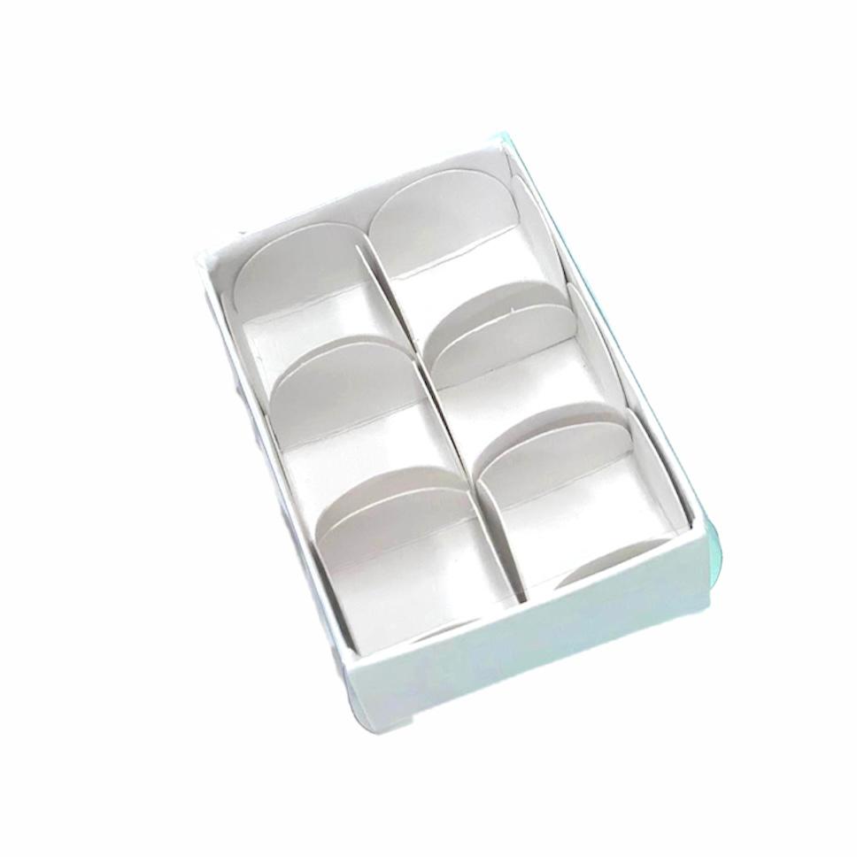 CAJA 10x7x3cm P/ 6 BOMBONES + TAPA DE ACETATO - BOM6