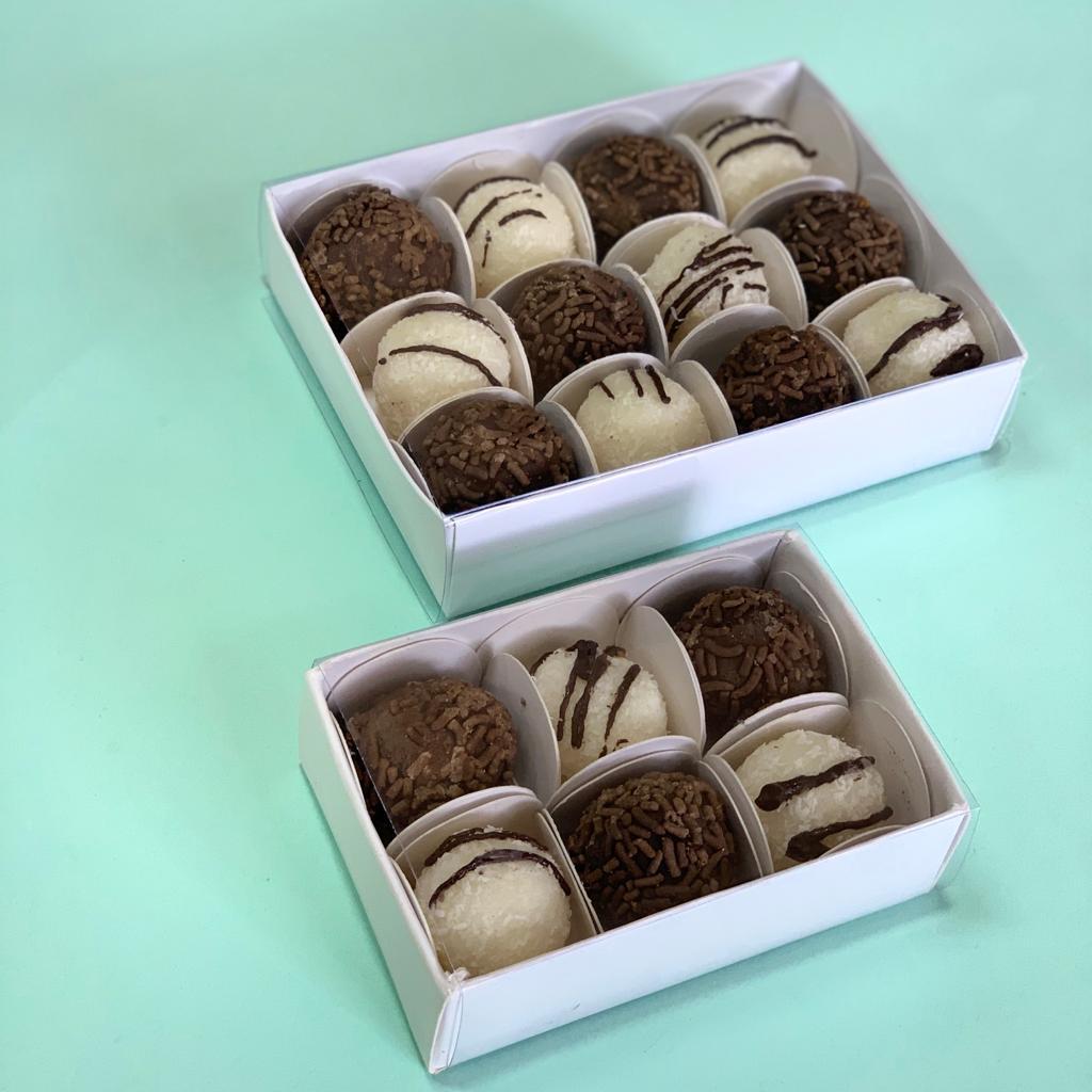 CAJA 10x7x3cm P/ 6 BOMBONES + TAPA DE ACETATO - BOM6