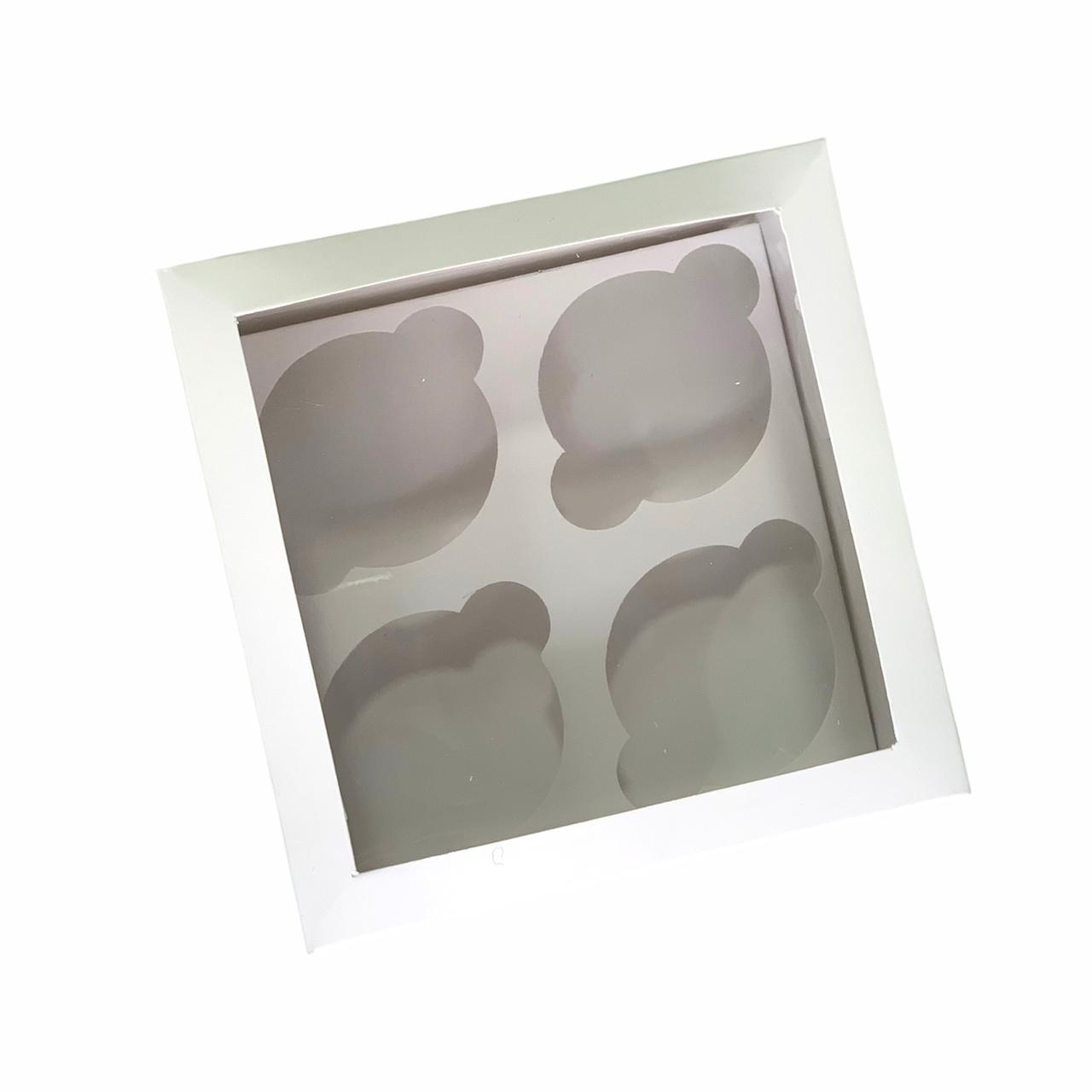 Caja 16x16x10cm p/ 4 cupcakes con visor - CUP4V - COD 639230