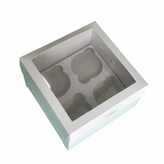 Caja 16x16x10cm p/ 4 cupcakes con visor - CUP4V - COD 639230