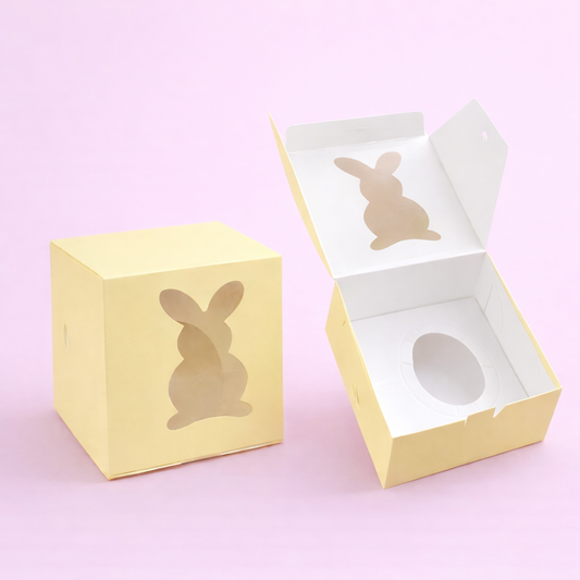 CAJA 12X12X6.5CM AMARILLO CON VISOR PASCUA