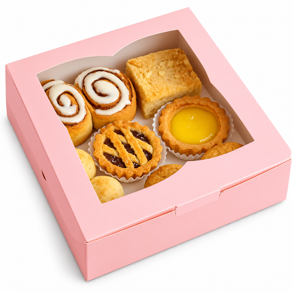 Caja 22x22x7cm rosa con visor - 641360