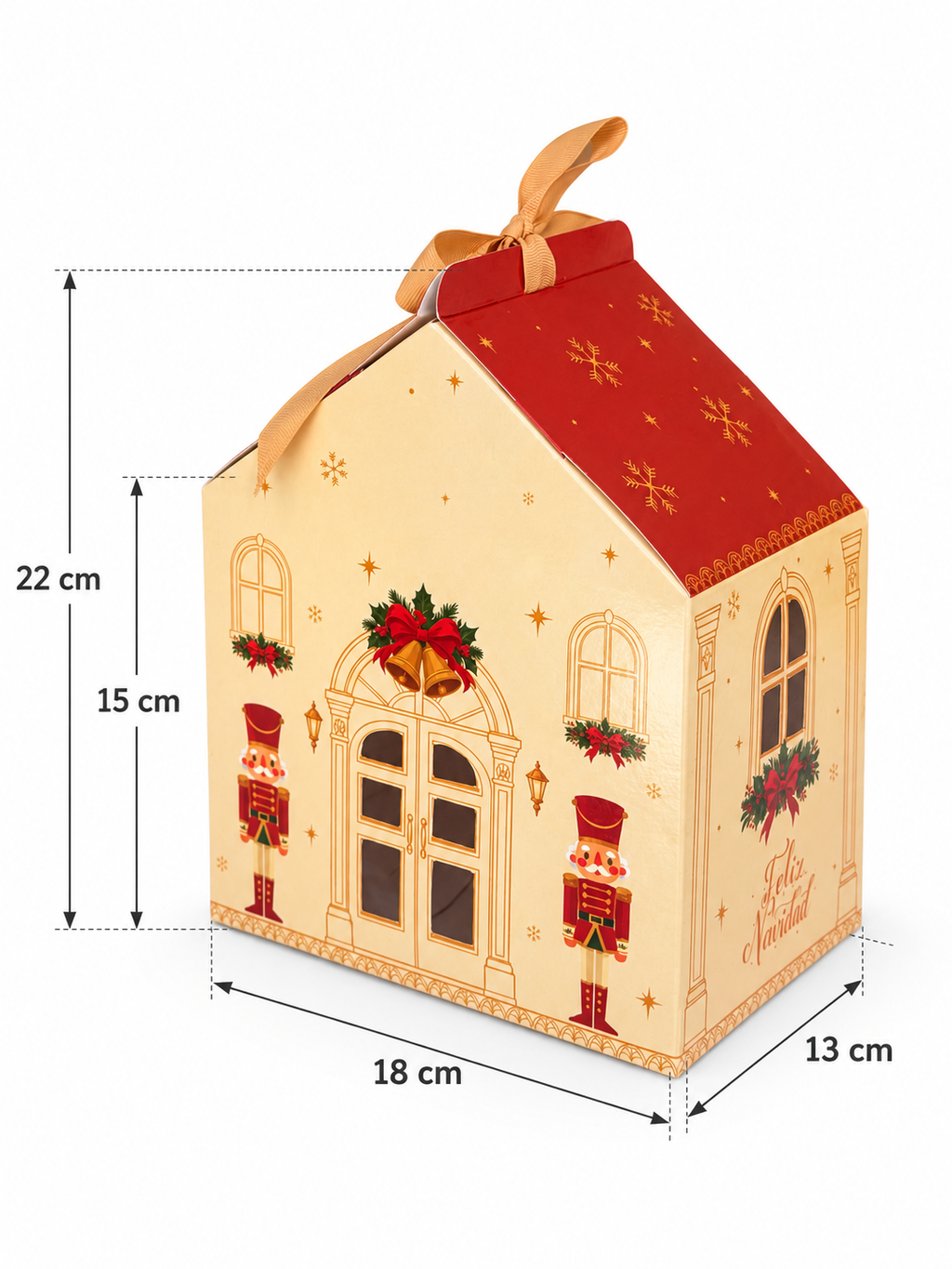 Caja Casita Navidad 18x13x22 cm (no incluye cinta)