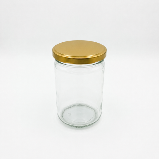 BOTELLA DE VIDRIO TAPA DORADA 500ML