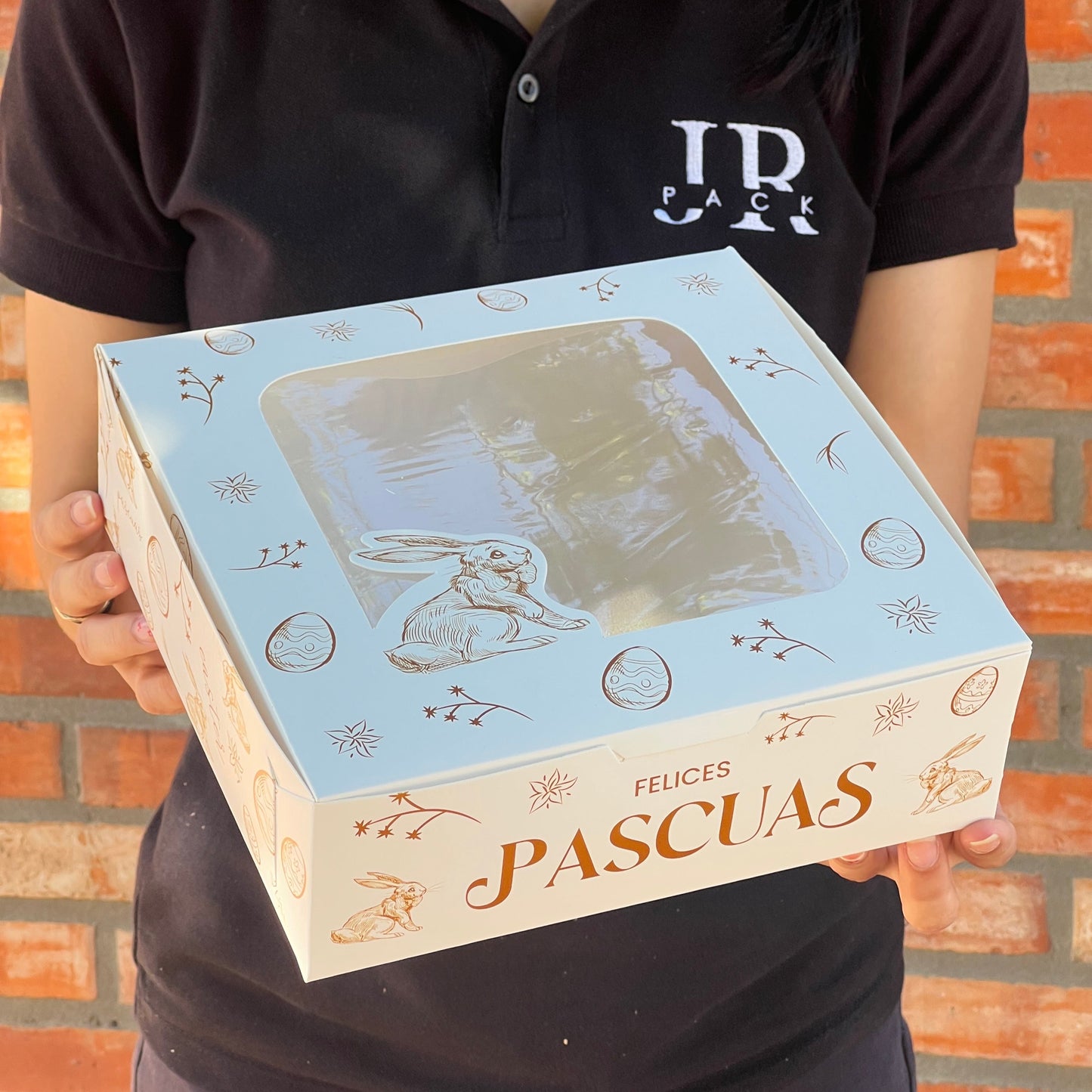 Caja para Rosca Pascua 2025 - Marrón/ Dorado - 22x22x7cm