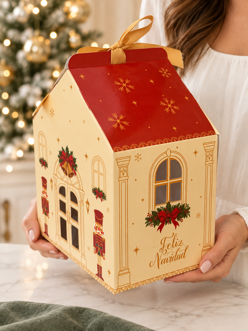 Caja Casita Navidad 18x13x22 cm (no incluye cinta)