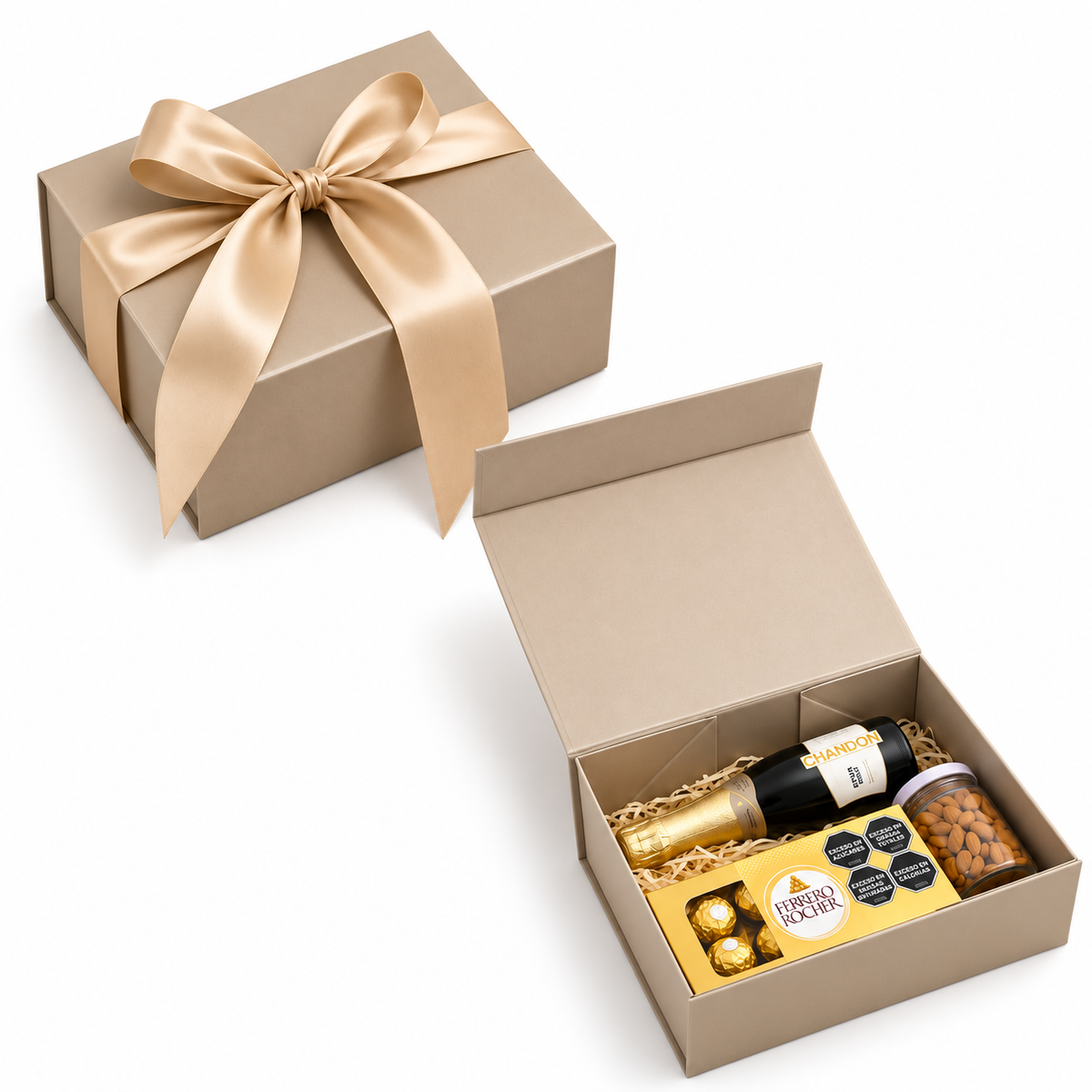 Caja Premium 18x25x10 cm Champan Imantada Desplegable