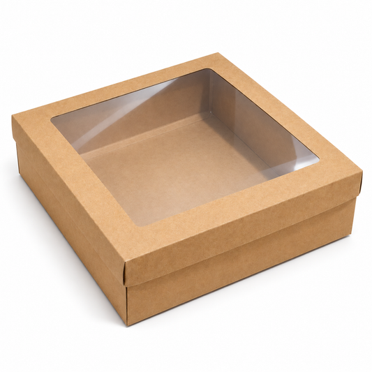 Caja 30x30x9cm Doble Pared Kraft con visor - 639678