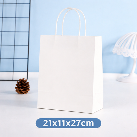 Bolsa en Papel Kraft Blanco - 21x11x27cm.
