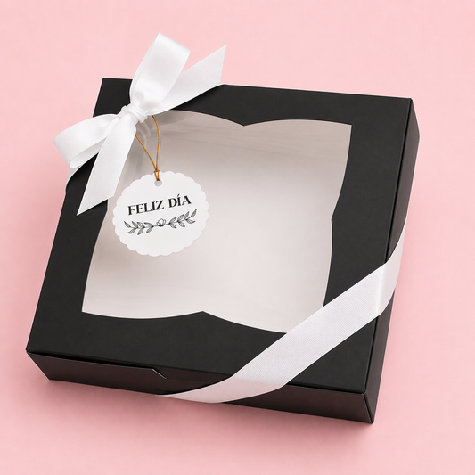 Caja 22x22x7cm negro con visor - 641816