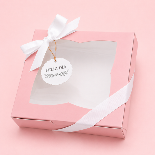 Caja 22x22x7cm rosa con visor - 641360