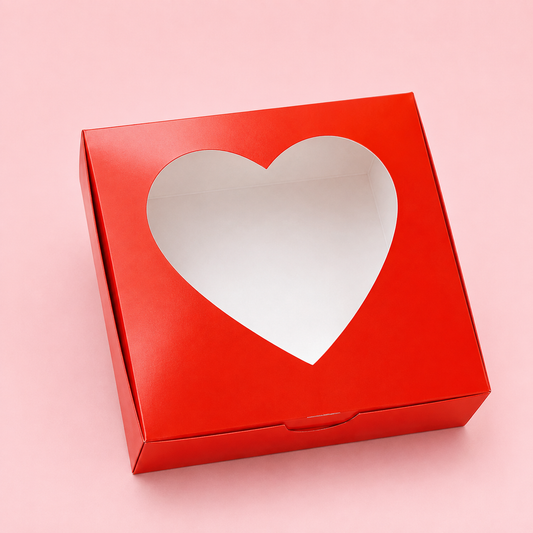 Caja 22x22x7cm ROJO con visor - 642453