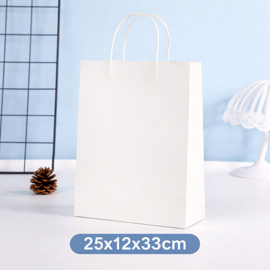 Bolsa en Papel Kraft Blanco - 25x12x33cm.