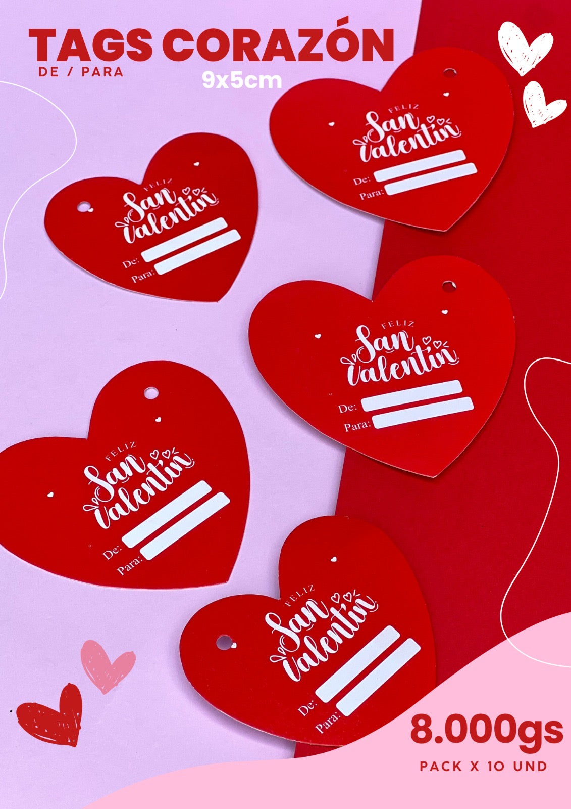 Tags San Valentín - De/Para (contiene 10 unidades)