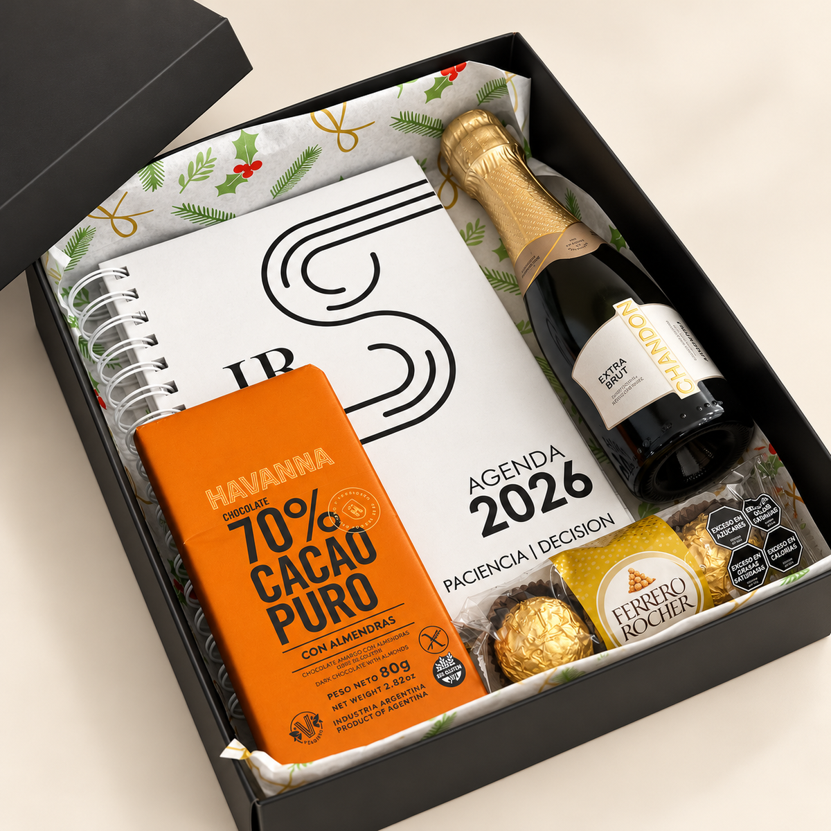 CAJA 26x22x6.5CM DOBLE PARED NEGRO MATE
