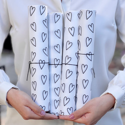 Papel Manteca Corazones Negro 27x40cm (contiene 25 hojas) - COD 640425