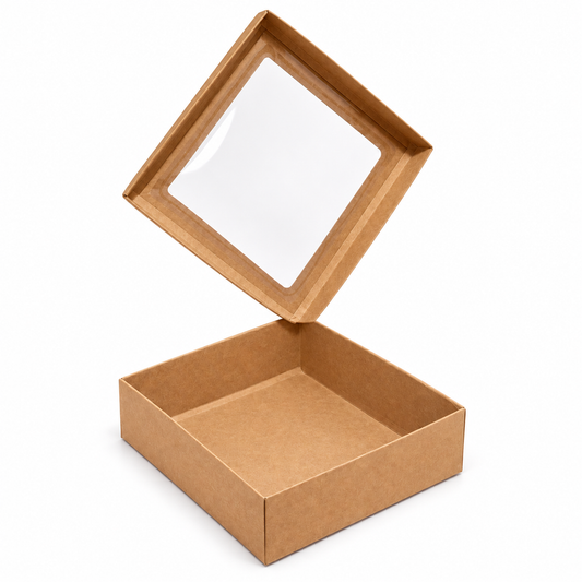 Caja 30x30x9cm Doble Pared Kraft con visor - 639678