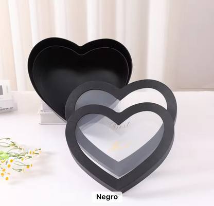 Caja Premium Corazon con Visor “Best” ROSA - S (27x25x11cm)  - COD 641059