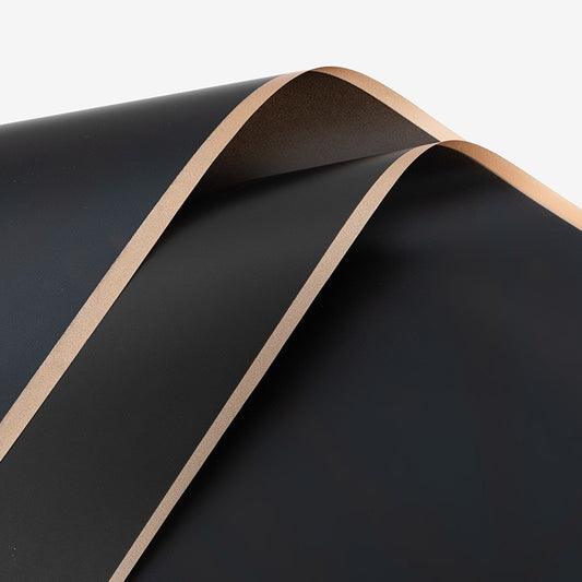 Papel Coreano Borde Dorado Negro 58x58cm - (Paq de 20 und)