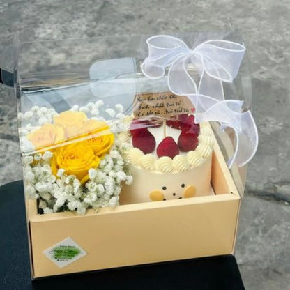 Caja 26.5x18x30cm - Amarillo Cake box Transparente Acetato con Manija