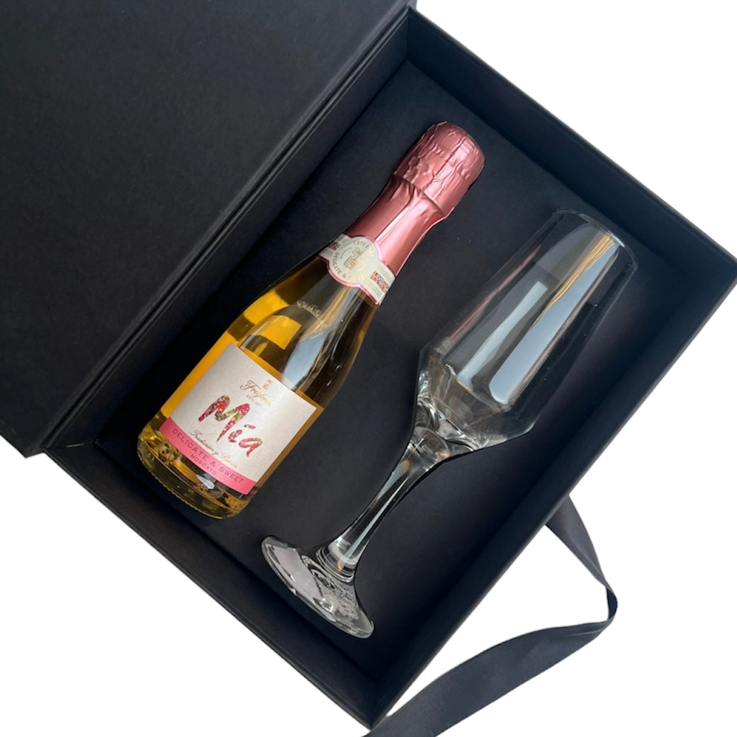 Caja Premium Tipo Libro c/ Divisoria estándar para champagne + copa