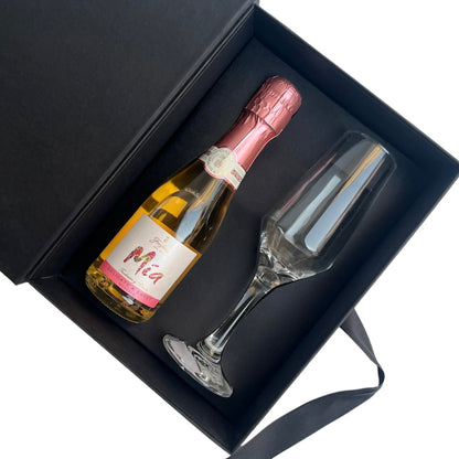 Caja Premium con divisoria estándar - Tipo Libro para champagne + copa