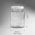 FRASCO VIDRIO HEXAGONAL TAPA BLANCA 100ML - 642610