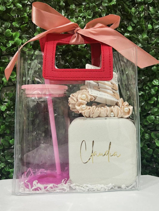 Bolsa PVC Cristal Manija de Cuerina Roja - 25x14.5x27cm - COD 642296