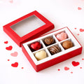 Caja 13.5x9.5x3.5cm p/ 6 bombones Rojo (Paquete x 5 und)
